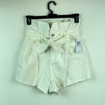 Blanknyc Womens 28 White High Rise Front Zip Pockets Tie Denim Shorts NW... - $28.80