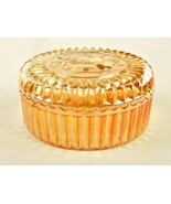 Jeannette Marigold Rose Round Lidded Powder Box/Candy Dish, Ribbed, Star... - $26.82 CAD