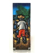 Vtg Folk Art Relief Wood Carved Panel - South American - Painted - 10 x ... - €60,47 EUR