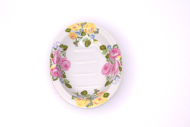 Vintage Laura Ashley by Bethelle Ceramic Soap Dish Yellow &amp; Pink Flowers - £10.25 GBP