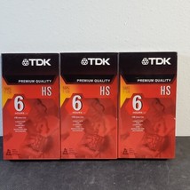 TDK Premium Quality HS Blank VHS Tapes 6hrs T-120HS Lot Of 3 Factory Sealed - £10.48 GBP
