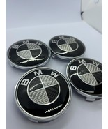 BMW 68mm Black/White Real Carbon Hubcaps, No Customs Fees (U.S.) - $644.11 MXN