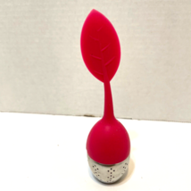 Loose Leaf Tea Infuser Silicone and Metal Pink and Silver 5.75&quot; Tall - £6.94 GBP
