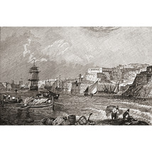 The Grand Harbour Valetta Malta After The Painting By Turner From The Bo... - $38.89