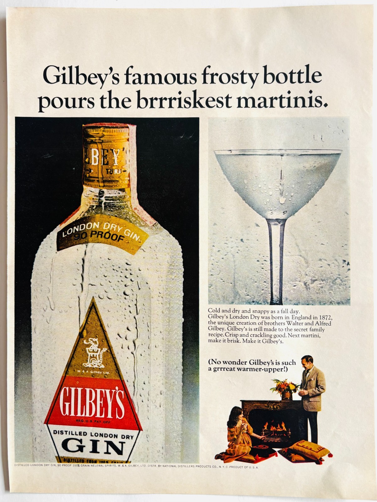 1967 Gilbey's London Dry Gin Advertisement Vintage Distillery Liquor DWYY2 Item image 2