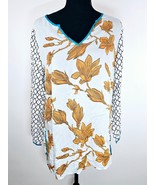 Soft Surroundings Women Top Shirt S Floral Fall V Neck Pullover Semi She... - $30.46 CAD