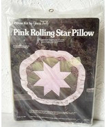 Vintage 1979 Yours Truly Pink Rolling Star Quilted Pillow Kit - 19&quot; Roun... - $23.70