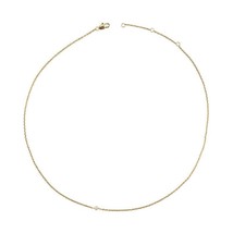 18K Gold Fine Necklace Chain With Tiny Pearl  - dainty, fine, stackable, vinader - £18.24 GBP