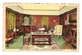 Vintage Colonial Room Postcard US National Museum Smithsonian Institution Linen - $14.00