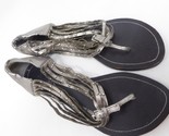 Sandals Gladiator Flats Beach Silver Flip Flops Flats Shoe Size 7 NYLA J... - $12.82