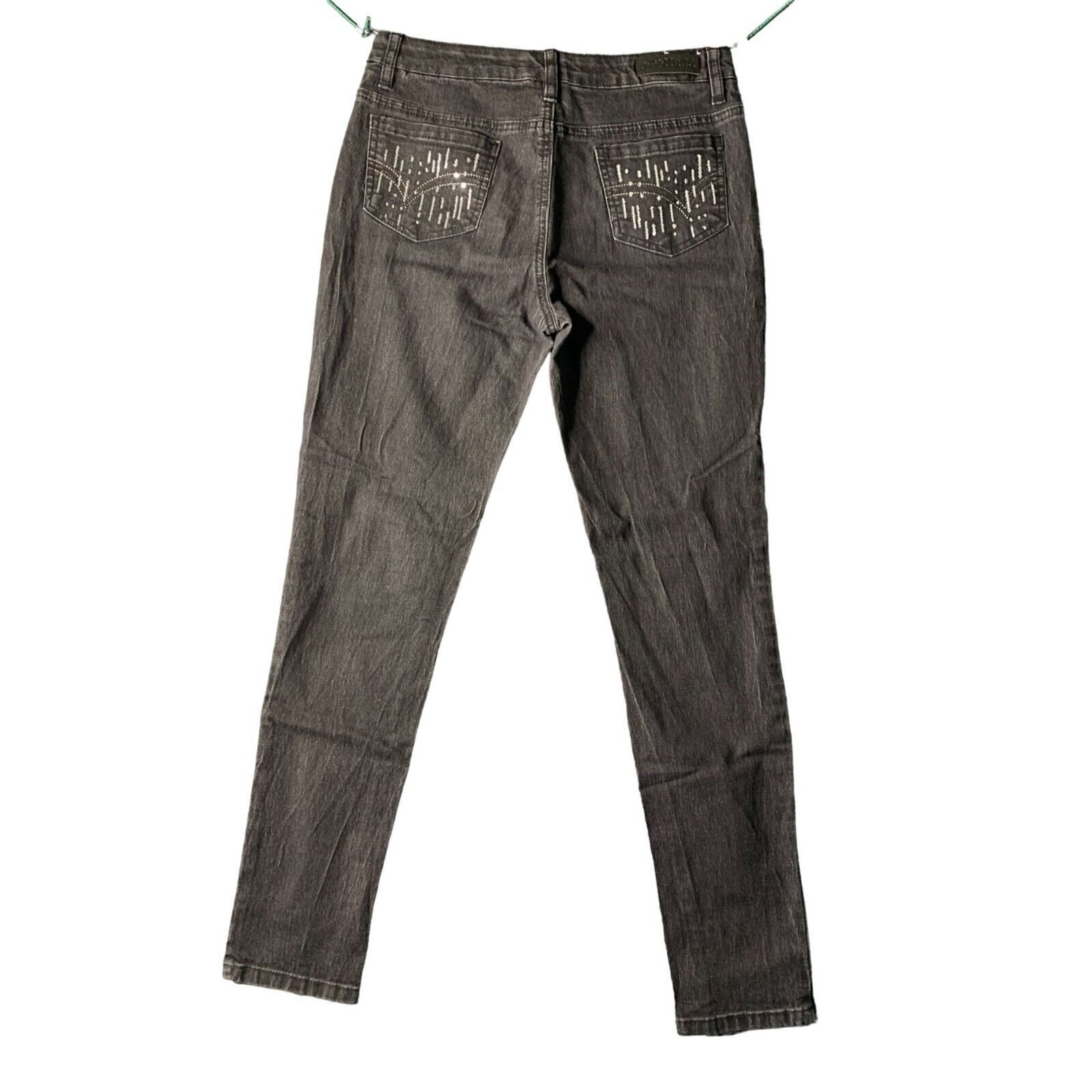 Mudd Girls Size 16 Jegging Black Jeans Denim Sequin Silver Pockets - $14.84