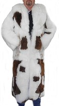 Alpakaandmore Men Fur Coat Baby Alpaca Fur White Brown Spotted Hand Sewn (Large) - £1,448.42 GBP