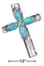 Pendant Sterling Silver Lab Created Blue Opal Cross Pendant - £79.12 GBP+