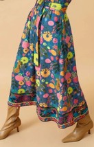 nwt $155 EMILY LOVELOCK long belted skirt Large EU 40 Floral Cheetah maxi 8/10  - £64.09 GBP