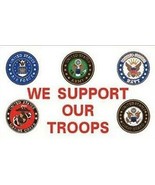 FIVE EMBLEM SUPPORT OUR TROOPS 3 X 5 FLAG banner FL291 NEW 3x5 MILITARY - $12.96 CAD
