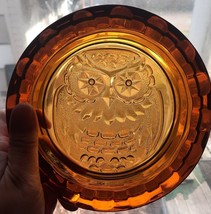 Vintage Owl Glass Ashtray Amber 7&quot; - £39.56 GBP