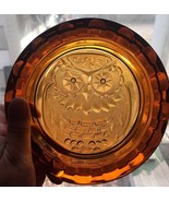 Vintage Owl Glass Ashtray Amber 7&quot; - £39.43 GBP