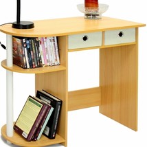 Beech White Laptop Desk Computer Workstation Writing Table Storage Home Office - £93.36 GBP