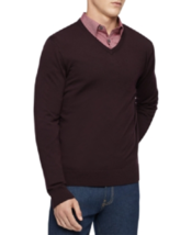New Calvin Klein Man Brown Purple Merino Wool V Neck Sweater Size Xxl - £43.15 GBP