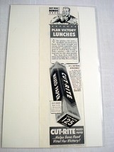 1942 Ad Cut-Rite Waxed Paper, Buy War Bonds, Plan Victory Lunches - $7.99