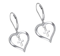 S925 Sterling Silver Heart Dangle Drop Stud Earrings for - $84.37