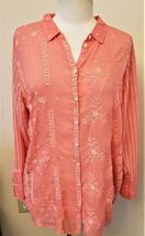 Johnny Was Embroidered Button-Up Shirt Size-XL Coral Sunset - $168.28