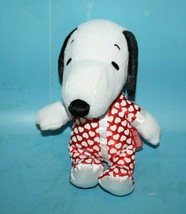 Snoopy Dog Peanuts Gang 8" PJs Red White Hearts Plush Stuffed Soft Toy 2015 - $17.42