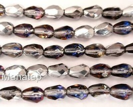 25 7x5 mm Czech Glass Teardrops: Silver/ Blue/ Purple - $4.46