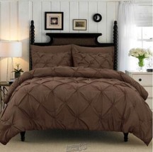 Elegant Comfort Hotel Pintuck Duvet Cover Set with Shams Brown Full Queen - £34.12 GBP