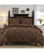 Elegant Comfort Hotel Pintuck Duvet Cover Set with Shams Brown Full Queen - $58.64 CAD
