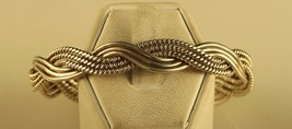 Vintage Sterling Signed 925 CII Mexico Twisted Rope Braided Cuff Bracelet 6 3/4 - £75.08 GBP