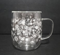 NEW Williams Sonoma Double-Walled Glass Snowflake Coffee Mug 10.5 OZ - £40.08 GBP