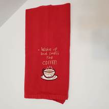 Kay Dee Designs Kitchen Towel, red embroidered, Wake up and smell the Coffee
