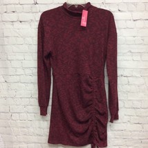 Xhilaration Womens Sweater Dress Red Marled Stretch Turtleneck Cinched Hem M New - £12.25 GBP
