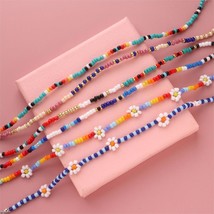 Bohemian Flower Daidy Colorful Beads Anklets For Women Party Adjustable Bracelet - £3.15 GBP