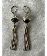 Chandelier Style Black and Crystal Tassel Pierced Earrings 3&quot; - $13.93 CAD
