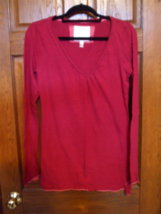 American Eagle Dark Pink V-Neck Pullover Cotton Top - Size XL - £11.59 GBP