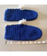 Slipper-Shoes Granny Knitted Blue Girls Woman’s Child Small Size Vintage... - £6.36 GBP