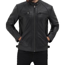 Mens Lambskin Biker Black Leather Jacket - $136.89 CAD+