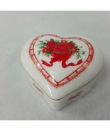 LEFTON PORCELAIN HEART SHAPED COVERED TRINKET / JEWELRY BOX W/ ROSES 075... - £15.91 GBP