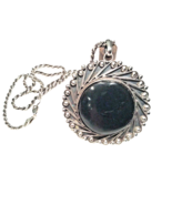 Sterling 925 Mexican Onyx Pendant Large On 24“ Diamond Rope Chain Vintag... - $1,678.95 MXN