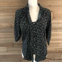 NWT Line &amp; Dot Revolve Dark Green Button Down Blouse Size S Floral Print - £35.70 GBP