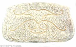 Vintage RETRO Clutch Purse  White Glass Seed Bead Evening Debbie 1950s P... - $30.29