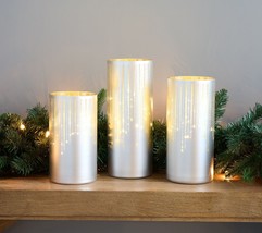 Set of 3 Illuminated Starry Night Hurricanes by Valerie in Silver - £153.73 GBP