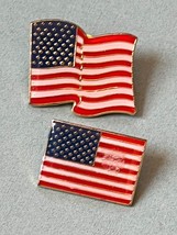 Lot of Red White &amp; Blue Enamel &amp; Goldtone Wavy &amp; Not American US Flag Lapel or - $9.49