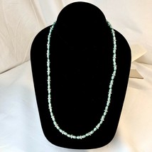 Handcrafted Necklace Mint Green &amp; Silver Beads Simple Elegant Beautiful NEW - £19.55 GBP