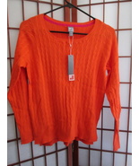 NWT Women’s Lightweight Cable Knit Sweater by JCPenney Petite Medium Orange - £13.33 GBP