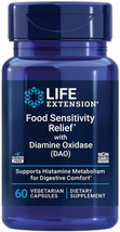 FOOD SENSITIVITY RELIEF with DIAMINE OXIDASE DIGESTION GAS 60 Cap LIFE E... - £22.17 GBP