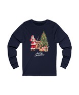 Christmas Storybook Santa Unisex Long Sleeve Tee, Fireplace Tree Picture... - £19.73 GBP