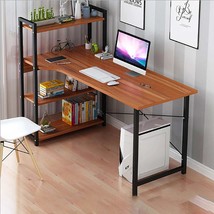 Laptop Desk with Shelves 57 Inch Corner Computer Desk with CPU Stand Home office - £131.57 GBP